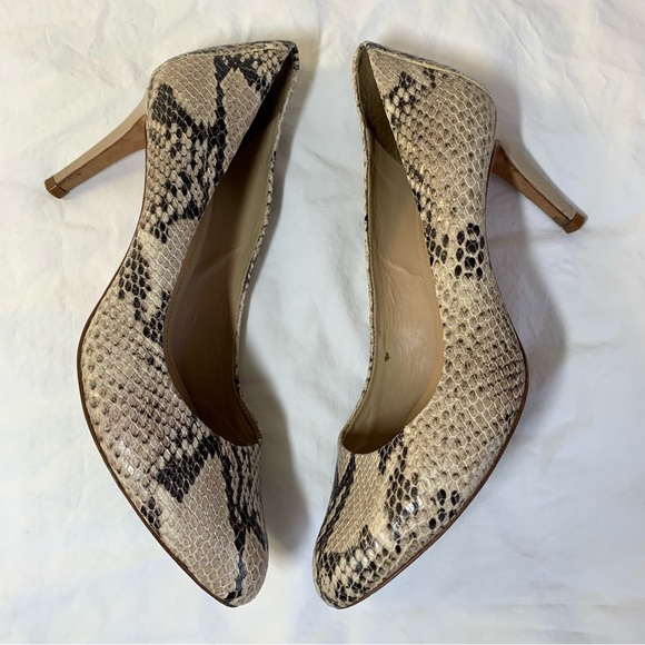 Antonio Melani Paton snake reptile python print leather pump heels 9.5 neutral - Picture 15 of 16
